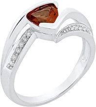 .925 Sterling Silver Trillion-Cut Birthstone & Lab Grown White Sapphire or CZ Double Shank Bypass Style Fashion Ring - Choice of Gem Color/Month