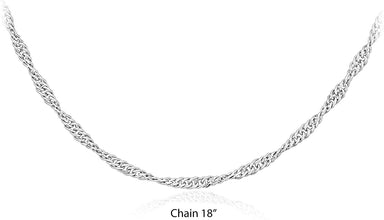 .925 Sterling Silver Singapore Chain Adjustable Length 16