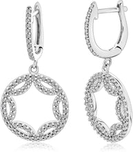 .925 Sterling Silver 1/2 Cttw Diamond Scalloped Circle Huggie Drop Earrings (I-J Color, I3 Clarity)