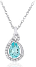 .925 Sterling Silver Pear-Shaped Birthstone & Lab Grown White Sapphire or CZ Teardrop Pendant Necklace on 18