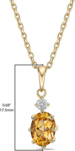 14K Yellow Gold Plated .925 Sterling Silver Oval Cut Birthstone & Created White Sapphire Pendant Necklace 18