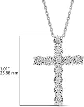 .925 Sterling Silver 1/4 Cttw Brilliant-Cut Diamond Miracle-Set Shared Prong Cross 20