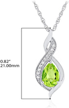 Sterling Silver Pear Birthstone & Lab Grown White Sapphire or CZ Milgrain Twist Pendant Necklace with 18