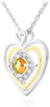 14K Yellow Gold Plated .925 Sterling Silver, Cushion Cut Gemstone & Lab Grown White Sapphire Three Heart Halo Pendant Necklace - 20” - Choice of Color