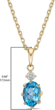 14K Yellow Gold Plated .925 Sterling Silver Oval Cut Birthstone & Created White Sapphire Pendant Necklace 18