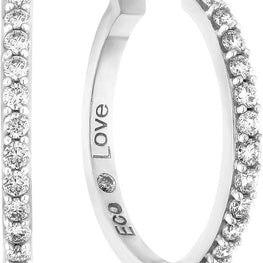 10K White Gold 1/2 Cttw Lab Grown Diamond Hinged Latch Back Hoop Earrings (G-H Color, SI1-SI2 Clarity)
