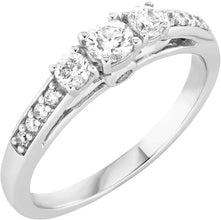 10K White Gold 1/2 Cttw Lab Created Diamond Three Stone Engagement Ring (G-H Color, SI1-SI2 Clarity)