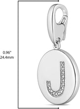 .925 Sterling Silver Diamond-Accented Round Initial Charm Enhancer with Lobster Claw Clasp (I-J Color, I2-I3 Clarity) - Choice of Letter