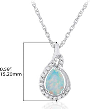.925 Sterling Silver Pear-Shaped Birthstone & Lab Grown White Sapphire or CZ Teardrop Pendant Necklace on 18