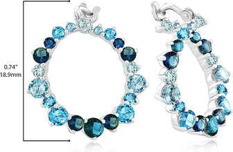 .925 Sterling Silver, 3.0 Cttw London Blue Topaz, Swiss Blue Topaz & Sky Blue Topaz 3/4