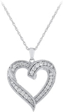 .925 Sterling Silver Cubic Zirconia Twisted Ribbon Heart Pendant Necklace with 18