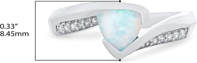 .925 Sterling Silver Trillion-Cut Birthstone & Lab Grown White Sapphire or CZ Double Shank Bypass Style Fashion Ring - Choice of Gem Color/Month