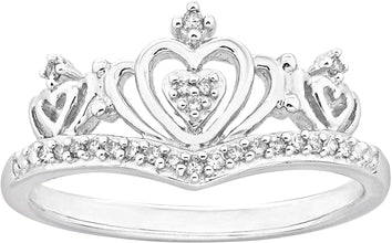 .925 Sterling Silver Lab Created White Sapphire Filigree Tiara Band Ring