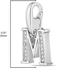 .925 Sterling Silver Diamond-Accented Dangling Initial Charm Enhancer with Lobster Claw Clasp (I-J Color, I2-I3 Clarity) - Choice of Letter