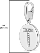 .925 Sterling Silver Diamond-Accented Round Initial Charm Enhancer with Lobster Claw Clasp (I-J Color, I2-I3 Clarity) - Choice of Letter