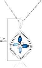 .925 Sterling Silver Created White Opal, Swiss Blue Topaz, Sky Blue Topaz & Created White Sapphire Reversible Butterfly Pendant Necklace - 18