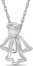 .925 Sterling Silver & White Cubic Zirconia Angel Halo Pendant Necklace with Rope Chain - 20”