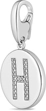 .925 Sterling Silver Diamond-Accented Round Initial Charm Enhancer with Lobster Claw Clasp (I-J Color, I2-I3 Clarity) - Choice of Letter