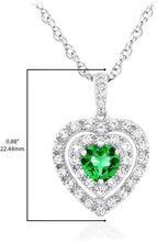 .925 Sterling Silver, Heart Shaped Lab Grown White Opal Cabochon & Lab Grown White Sapphire Three Heart Halo Pendant Necklace - 20”