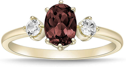 Garnet Ring Yellow Gold Plated Silver Engagement Ring Oval Cut Garnet offers