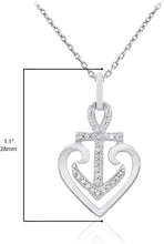 .925 Sterling Silver 1/10 Cttw Diamond Nautical Mariner's Cross Anchor Pendant Necklace with Cable Chain - 20” (I-J Color, I2-I3 Clarity)