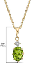 14K Yellow Gold Plated .925 Sterling Silver Oval Cut Birthstone & Created White Sapphire Pendant Necklace 18