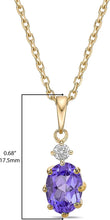 14K Yellow Gold Plated .925 Sterling Silver Oval Cut Birthstone & Created White Sapphire Pendant Necklace 18