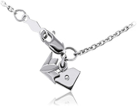 10K White Gold 1/4 Cttw Lab Grown Diamond Heart Pendant Necklace on 18