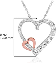 14K Rose Gold Plated .925 Sterling Silver Cubic Zirconia Graduated Interlocking Heart Pendant Necklace on 18