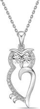 .925 Sterling Silver 1/10 Cttw Diamond Miracle Set Owl Pendant Necklace with Cable Chain - 20” (I-J Color, I2-I3 Clarity)