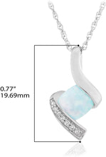 .925 Sterling Silver, Cushion-Cut Birthstone & Created White Sapphire or CZ Twist Pendant Necklace on 18