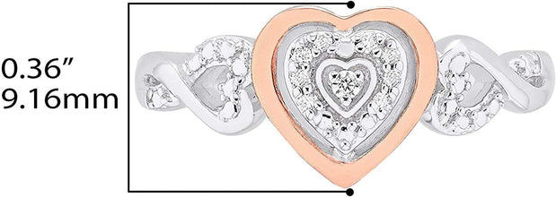 14K Rose Gold Plated .925 Sterling Silver Diamond Accented Three Heart Infinity Promise Ring (I-J Color, I2-I3 Clarity)