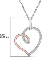 Two Tone 14K Rose Gold Plated .925 Sterling Silver 1/10 Cttw Diamond Asymmetrical Looped Open Heart Pendant Necklace - 20” (I-J Color, I2-I3 Clarity)