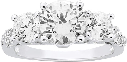 .925 Sterling Silver Round Brilliant Cut Cubic Zirconia Three Stone Crossover Infinity Twist Shank Engagement Ring