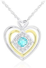 14K Yellow Gold Plated .925 Sterling Silver, Cushion Cut Gemstone & Lab Grown White Sapphire Three Heart Halo Pendant Necklace - 20” - Choice of Color