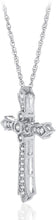 .925 Sterling Silver Cubic Zirconia Milgrain Edged Passion Flared Trinity Cross Pendant Necklace with 18