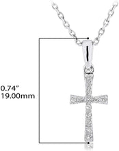 .925 Sterling Silver Diamond Accent Flared Cross Pendant Necklace on 18