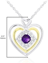 14K Yellow Gold Plated .925 Sterling Silver, Cushion Cut Gemstone & Lab Grown White Sapphire Three Heart Halo Pendant Necklace - 20” - Choice of Color