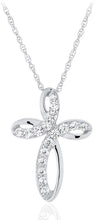 .925 Sterling Silver Cubic Zirconia Infinity Loop Cross Pendant Necklace with 18