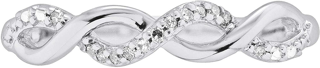 .925 Sterling Silver Diamond Accented Double Infinity Knot Twist Promise or Engagement Ring (I-J Color, I2-I3 Clarity)