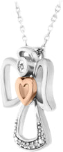 10K Rose Gold Plated .925 Sterling Silver Diamond Accented Angel with Heart Pendant Necklace with Cable Chain - 18” (I-J Color, I2-I3 Clarity)