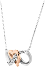 Two Tone 14K Rose Gold Plated .925 Sterling Silver 1/10 Cttw Diamond Infinity Knot Heart Pendant Necklace on 18