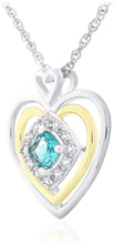 14K Yellow Gold Plated .925 Sterling Silver, Cushion Cut Gemstone & Lab Grown White Sapphire Three Heart Halo Pendant Necklace - 20” - Choice of Color