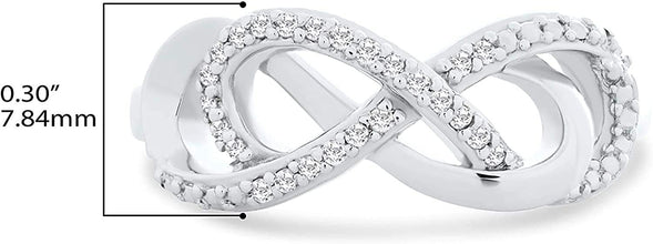 .925 Sterling Silver 1/10 Cttw Diamond Interlocking Infinity Knot Promise Ring (I-J Color, I2-I3 clarity)