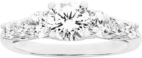 .925 Sterling Silver Round Cubic Zirconia Seven Stone Engagement or Anniversary Ring