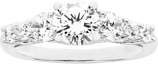 .925 Sterling Silver Round Cubic Zirconia Seven Stone Engagement or Anniversary Ring