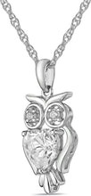 .925 Sterling Silver & Round and Heart Cut White Cubic Zirconia Owl Pendant Necklace with 20