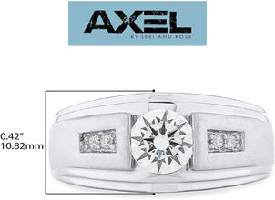 .925 Sterling Silver Cubic Zirconia Men's Satin and Polished Finish Stepped Ring