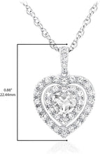 .925 Sterling Silver, Heart Shaped Lab Grown White Opal Cabochon & Lab Grown White Sapphire Three Heart Halo Pendant Necklace - 20”