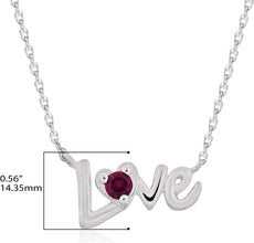 .925 Sterling Silver & Lab-Grown Ruby “Love” Heart 5/8